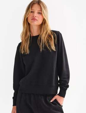 MATE The Label Organic Fleece Shrunken Sweatshirt Black XS Crew NWT